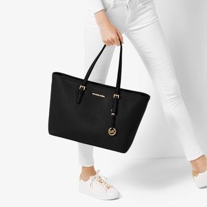 AUTH Michael Kors Jet Set Travel Black Tote Bag